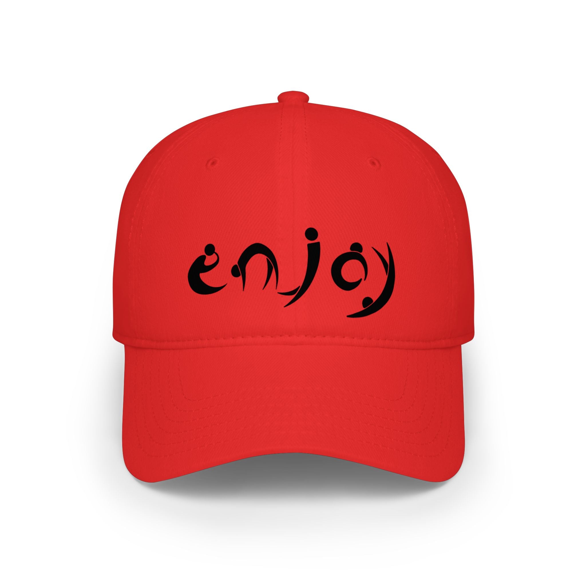 Enjoy Embroidered Baseball Cap — Casual Red Low-Profile Hat